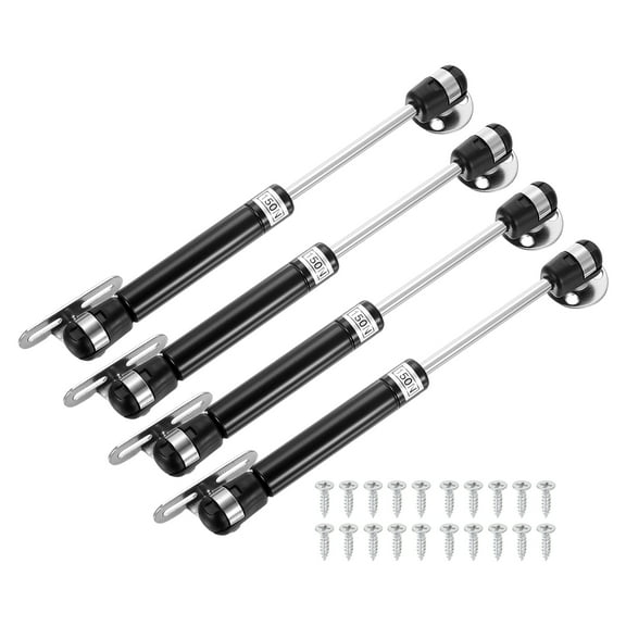 Uxcell 4 Pack Lid Support Hinges, 8 Inch 150N Gas Struts Soft Close Folding Lid Stay Hinges Lift Support Slow Lowering Pneumatic Lid Buffer for Cabinet Closet Wardrobe, Black