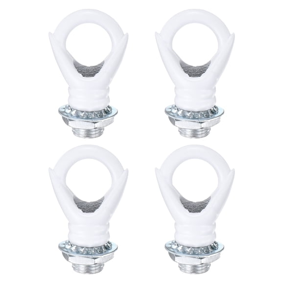 Uxcell 4 Pack Light Fixture Hooks Ring Nuts, 5kg Max Load M10 Thread Closed Loop Hooks Chandelier Parts[White]