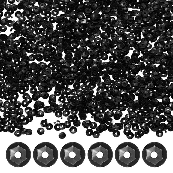 Uxcell 6000-Pack Loose Sequins, 4 mm Round Cup Sequins Paillettes for DIY Projects/Sewing [Solid Black]