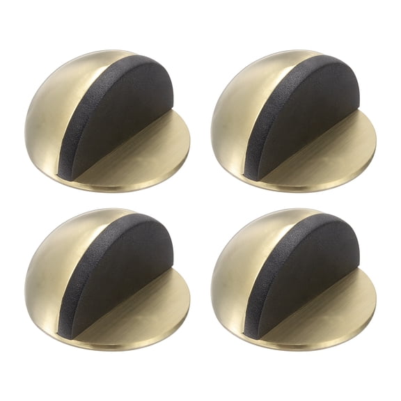 Uxcell 4 Pack Low Dome Floor Door Stop, 45mm Dia. Self Adhesive Door Stoppers, No Drilling Stainless Steel Half Dome Rubber Bumper Wall Protector for Bedroom Bathroom, Bronze