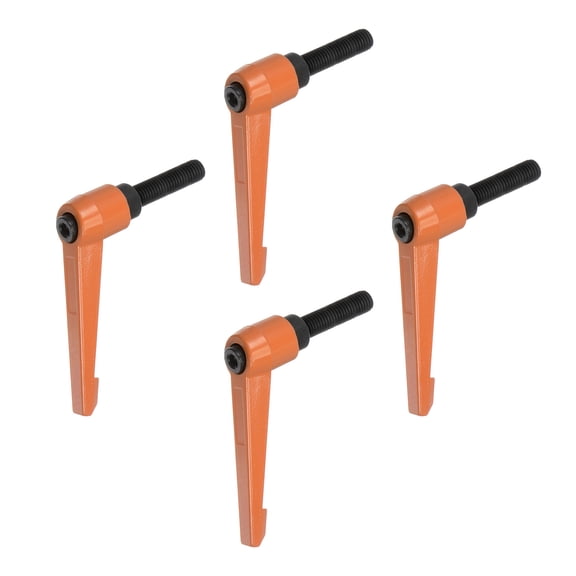 Uxcell 4 Pack M10 x 30mm Male Threaded Stud Adjustable Clamping Lever Handle Bolt Knob Orange