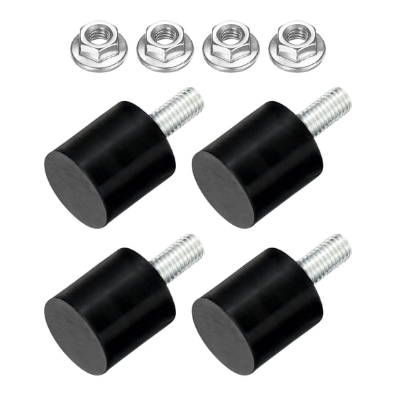 Uxcell 4 Pack M4 Thread Rubber Mounts, Vibration Isolators, Cylindrical Shock Absorber with Studs 15 x 15mm with Non-Slip Nuts