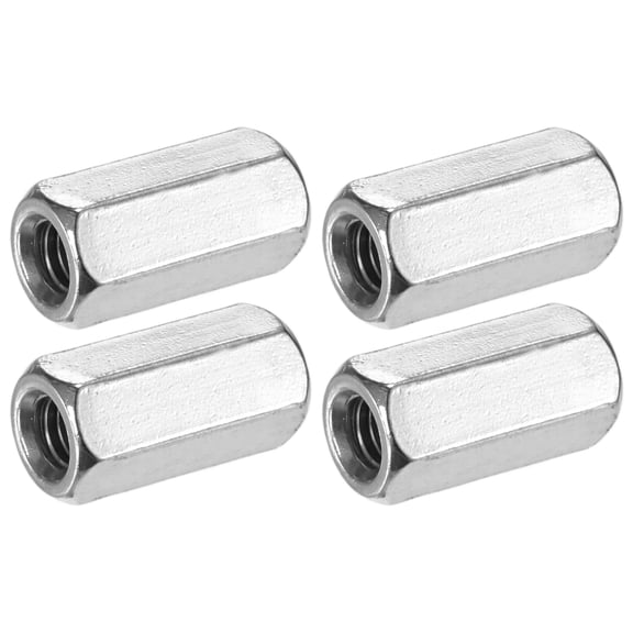 Uxcell 4-Pack M6-1 Hex Coupling Nuts for Machine, 304 Stainless Steel, 20mm Length