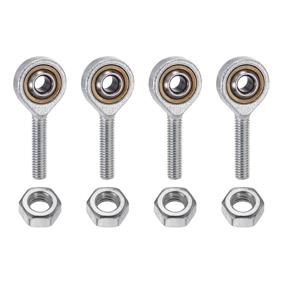 Uxcell 4 Pack M6 Ball Head Joint Rod End Bearing, M6x1.0 Right Hand Thread, Chrome Steel Self Lubricating Angle Ball Joint Socket End Fitting for Hinged Door, Automotive