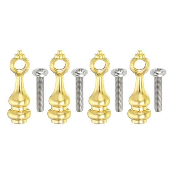 Uxcell 4 Pack Metal Gallery Rail Post, Shelf Rail Connectors with Screws, Glass Railing Post End Cap for Gallery, Shelves, Cabinets, Cart Spindles, Gold