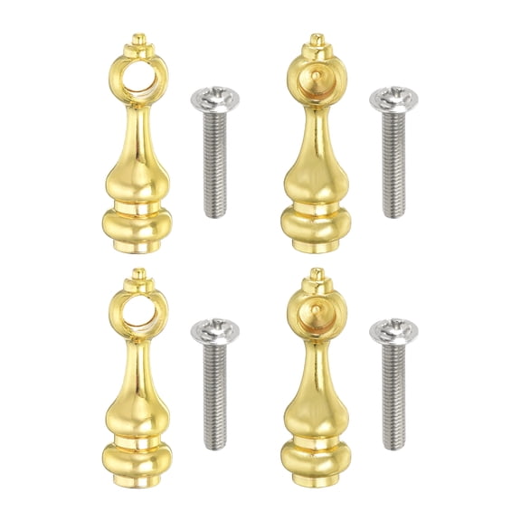 Uxcell 4 Pack Metal Gallery Rail Post, Shelf Rail Connectors with Screws, Glass Railing Post End Caps for Gallery, Shelves, Cabinets, Cart Spindles, Gold