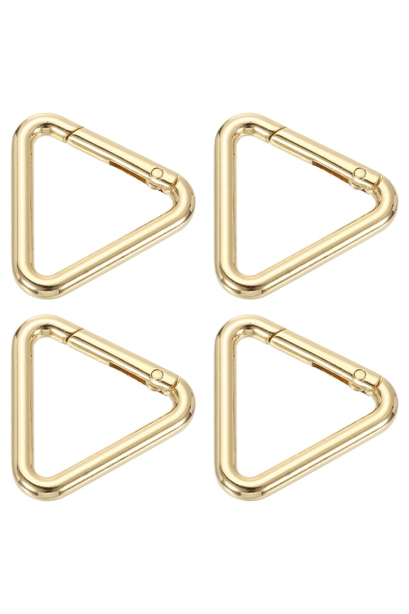 4 Pack Metal Triangle Ring Buckle, 1 1/4"(32mm) Spring Snap Clip Hook Jump Rings Alloy Trigger Keychain for Purses Handbag Strap Clasp, Gold