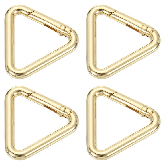 Uxcell 4 Pack Metal Triangle Ring Buckle, 1"(25mm) Spring Snap Clip Hook Jump Rings Alloy Trigger Keychain for Purses Handbag Strap Clasp, Gold