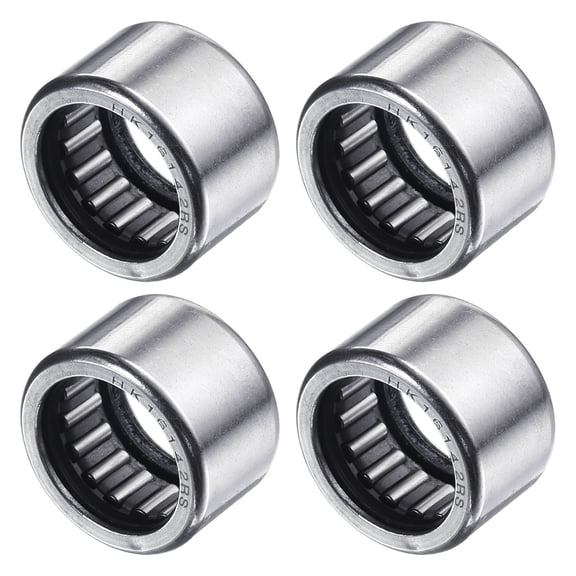 Uxcell 4 Pack Needle Roller Bearings, HK1614 Bore 16mm OD 22mm 14mm Width Steel Track Roller Bearings Open End for Mower, Lawn Tractor, Automotive