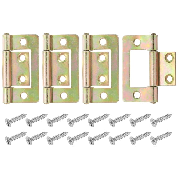 Uxcell 4 Pack Non Mortise Door Hinges, 1.5" x 0.8" Iron Bifold Butt Cabinet Hinges Smooth Sliding Bearing Hinge with Mounting Screws for Doors, Windows, Cabinets, Box, Furniture, Multicolor