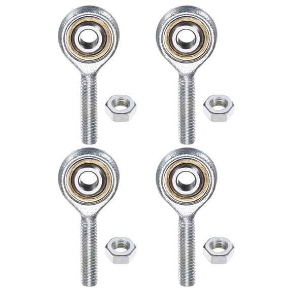 Uxcell 4-Pack POSA6 Rod End Bearing, M6*1.0 Left Thread Male Thread Steel Joint Rod Ends W Jam Nuts