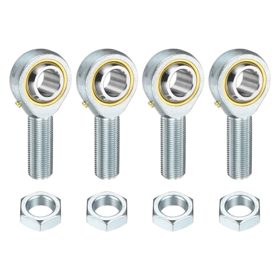 Uxcell 4 Pack POSB12 3/4 Inch Male Rod End Bearing, 3/4-16 UNF Right Hand Male Thread Rod End with Jam Nuts for Agriculture, Machinery, CNC Equipment
