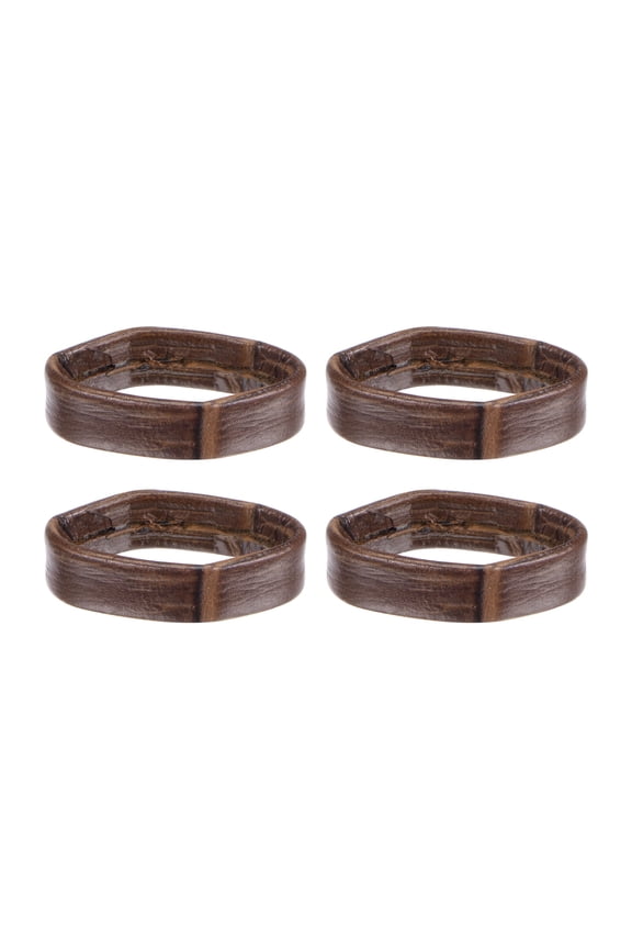 4 Pack PU Leather Loops Retaining Ring for 19mm Width Watch Band, Dark Brown