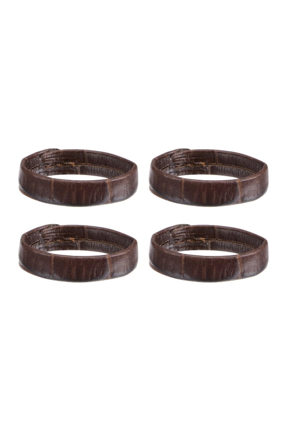 4 Pack PU Leather Loops Retaining Ring for 22mm Width Watch Band, Dark Brown