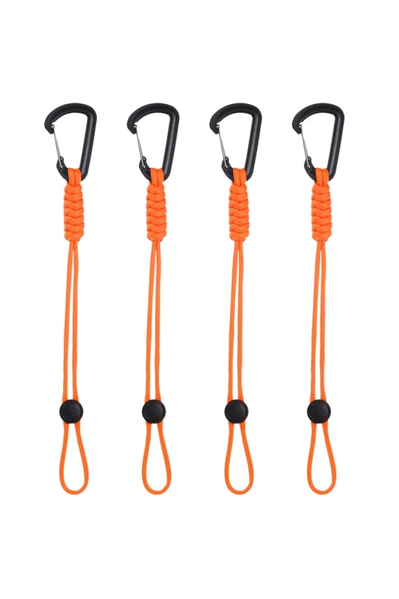 4-Pack Paracord Keychains with Clips, 10 Inch Braided Lanyard Strap D Ring Adjustable Buckle Backpack Accessories for Camping/Hiking/Fishing/Traveling/Outdoor [Orange]