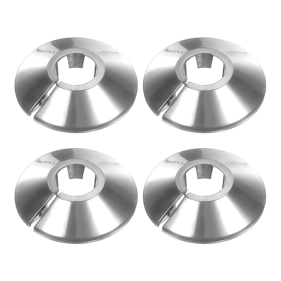 Uxcell 4 Pack Pipe Flange Cover Fit 22mm (0.87")Tube OD - Plastic Radiator Escutcheon Plate Round Wall Split Flange for Kitchen, Bathroom, Toilet Wall Pipe Tube Decoration, Silver