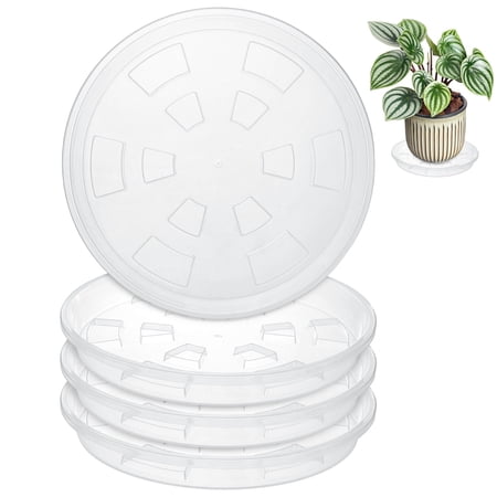 Uxcell 4-Pack Plant Saucer, 10.24 Inch/26 cm Plastic Plant Trays for Water Drainage and Protection/Pots, Flowerpot Drip Tray [Transparent]