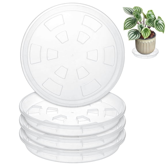 Uxcell 4-Pack Plant Saucer, 9.45 Inch/24 cm Plastic Plant Trays for Water Drainage and Protection/Pots, Flowerpot Drip Tray [Transparent]