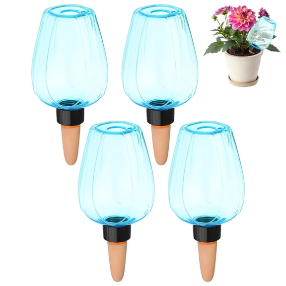 Uxcell 4-Pack Plant Self Watering Globes, 6.8 oz Rose Water Bulbs for Indoor Plants, Self Watering Spikes [Blue]