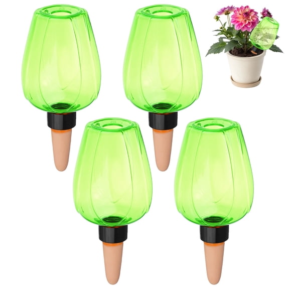 Uxcell 4-Pack Plant Self Watering Globes, 6.8 oz Rose Water Bulbs for Indoor Plants, Self Watering Spikes [Green]