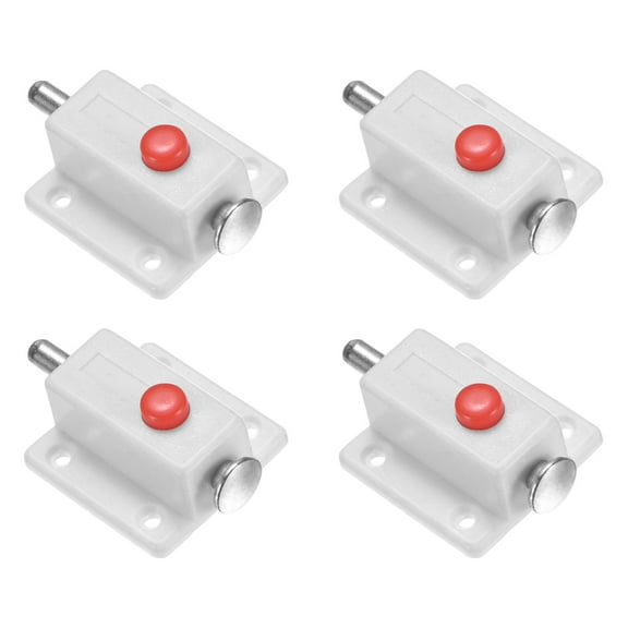 Uxcell 4-Pack Plastic Push Button Spring Loaded Latch, Automatic Door Latch Lock Button Bolt Latches[White]