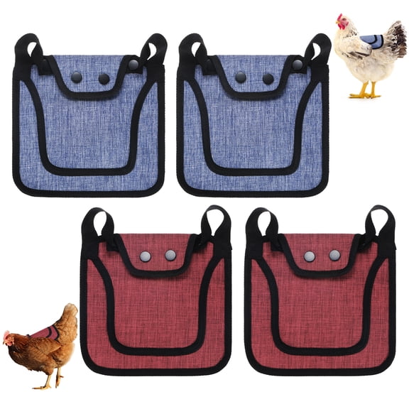 Uxcell 4-Pack Premium Chicken Saddle, Hens Saddle with Adjustable Strap Feather Protector for Hens [Purple,Red Each 2]
