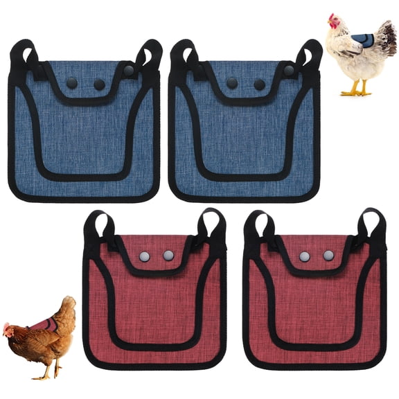 Uxcell 4-Pack  Chicken Saddle, Hens Saddle with Adjustable Strap Feather Protector for Hens [Red,Blue Each 2]