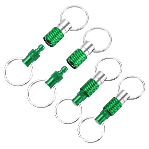 Uxcell 4 Pack Quick Release Keychain Pull Apart Detachable Swivel Keychain Spring Split Snap Key Holder with Double Key Rings for Bag Belt Car DIY Crafts Accessories, Green