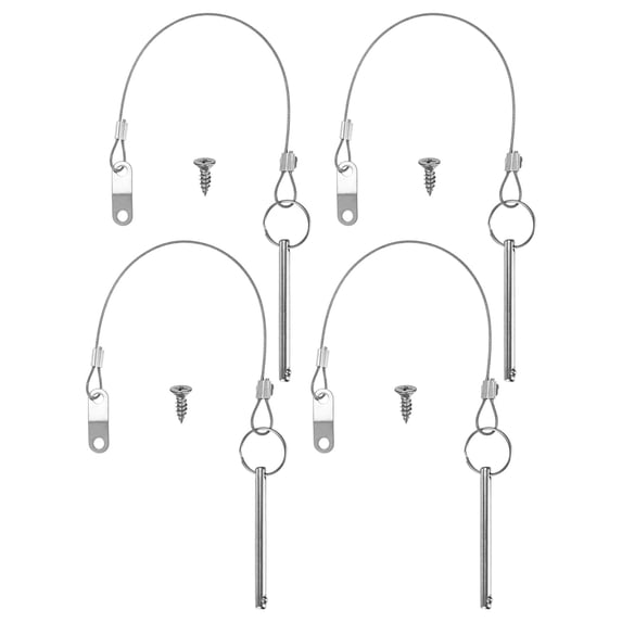 Uxcell 4-Pack Quick Release Pins, 1/4"(6mm) Diameter, 2.3(58mm) Usage Length Bimini Top Pin W/Lanyard & Screws, 2.8 (70mm) Long Hardware Pins