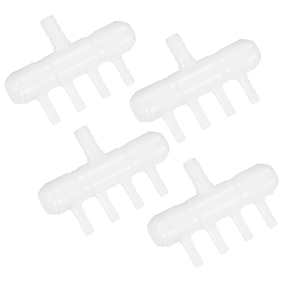 Uxcell 4-Pack Rake-Shaped Hose Joint Diverter, 4-Way Water Flow Divider for Aquarium Garden [Transparent]