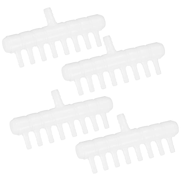 Uxcell 4-Pack Rake-Shaped Hose Joint Diverter, 8-Way Water Flow Divider for Aquarium Garden [Transparent]