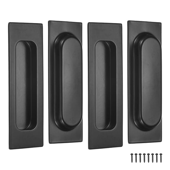 Uxcell 4-Pack Recessed Finger Pulls, 4.72 Inch 201 Stainless Steel Sliding Closet Door Handles [Black]
