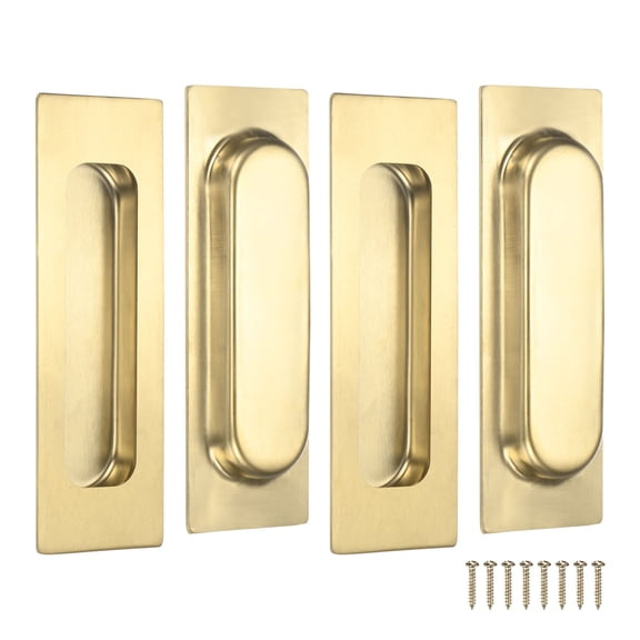 Uxcell 4-Pack Recessed Finger Pulls, 4.72 Inch 201 Stainless Steel Sliding Closet Door Handles [Gold]