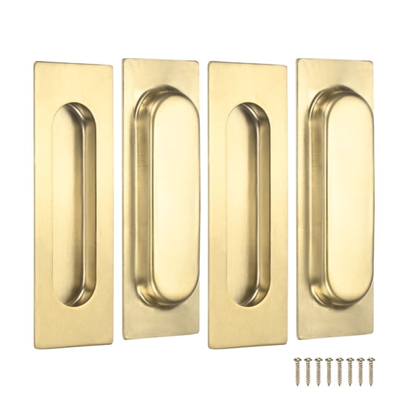 Uxcell 4-Pack Recessed Finger Pulls, 4.72 Inch Inner Circle 201 Stainless Steel Sliding Closet Door Handles [Gold]