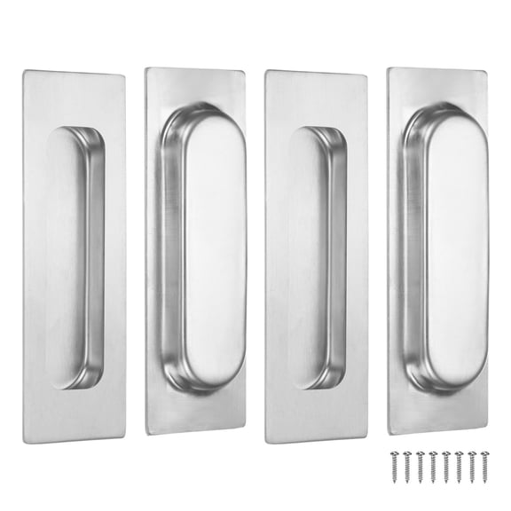 Uxcell 4-Pack Recessed Finger Pulls, 4.72 Inch Inner Circle 201 Stainless Steel Sliding Closet Door Handles [Silver]
