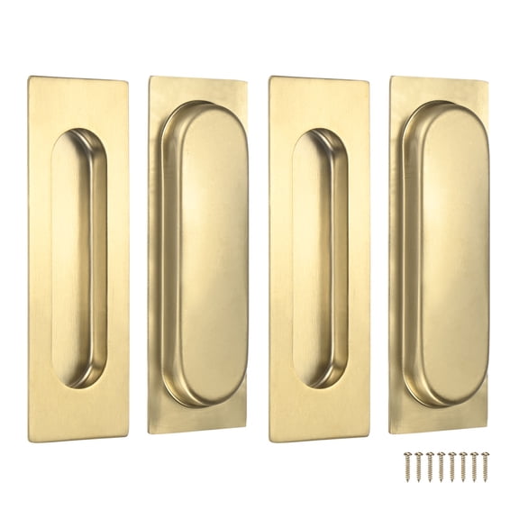 Uxcell 4-Pack Recessed Finger Pulls, 5.90 Inch Inner Circle 304 Stainless Steel Sliding Closet Door Handles [Gold]