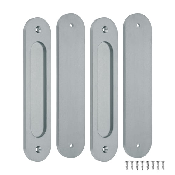 Uxcell 4-Pack Recessed Finger Pulls, 7 Inch Aluminum Alloy Sliding Closet Door Handles [Gentleman Gray]