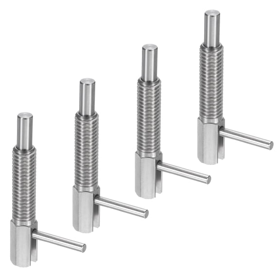 Uxcell 4 Pack Retractable Indexing Plunger Pin, M8 L Spring Plunger Stainless Steel Spring Loaded Latch Telescopic Locking Pin for Machinery Shipbuilding