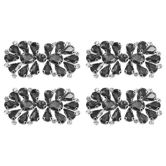 Uxcell 4 Pack Rhinestone Crystal Applique, Rhinestone Iron on Patch, Bow Hot Fix Crystal Sewing Applique for Bridal Sash Wedding Dress Shoes Bags, Gray