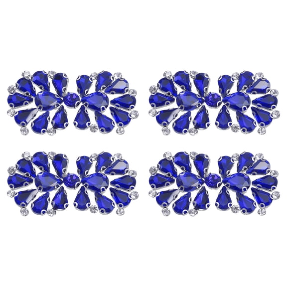 Uxcell 4 Pack Rhinestone Crystal Applique, Rhinestone Iron on Patch, Bow Hot Fix Crystal Sewing Applique for Bridal Sash Wedding Dress Shoes Bags, Sapphire Blue