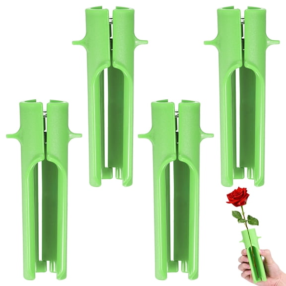 Uxcell 4-Pack Rose Thorn Stripper Tool, Plastic Metal Rose Stem Leaf Thorn Stripper for Bouquets Pruning Branches [Green]