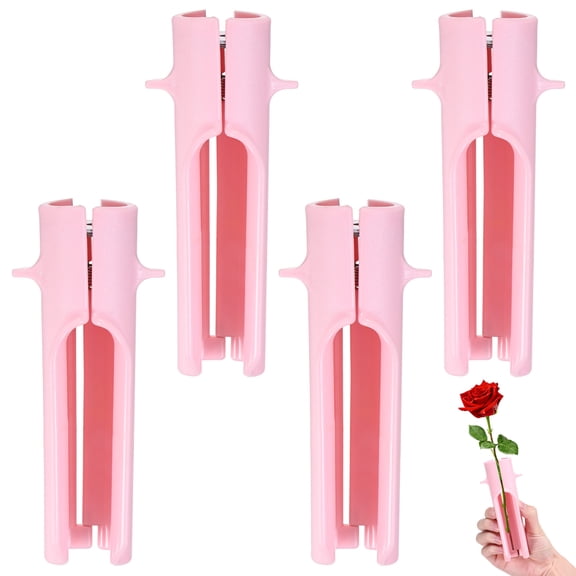 Uxcell 4-Pack Rose Thorn Stripper Tool, Plastic Metal Rose Stem Leaf Thorn Stripper for Bouquets Pruning Branches [Pink]