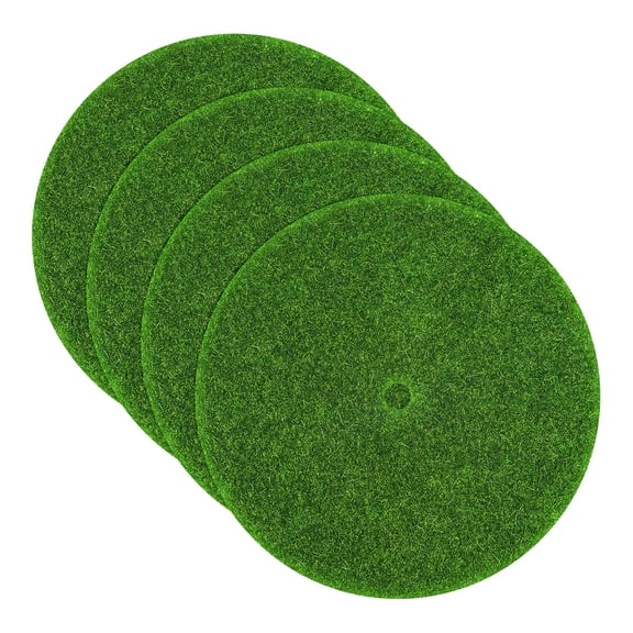 Uxcell 4-Pack Round Fake Grass Decor for Crafts, 2.2 Inch Artificial Garden Grass Model Turf Moss with Hole for Miniature DIY Fairy Garden Accessories