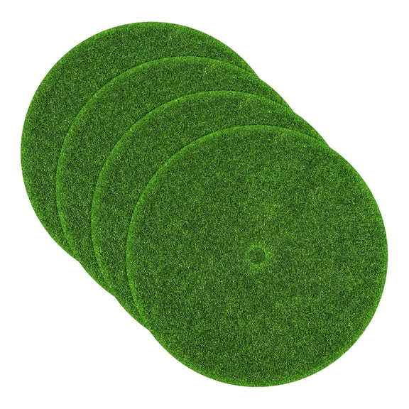 Uxcell 4-Pack Round Fake Grass Decor for Crafts, 2.4 Inch Artificial Garden Grass Model Turf Moss with Hole for Miniature DIY Fairy Garden Accessories