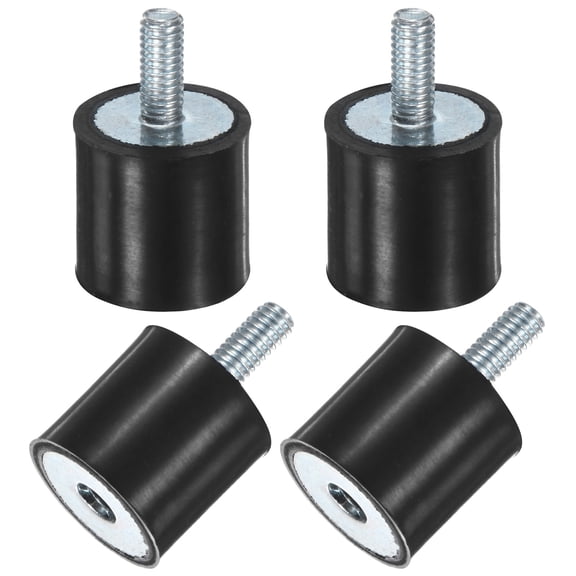 Uxcell 4-Pack Rubber Mounts with M4 x 10mm Studs Male/Female D15mmxH15mm