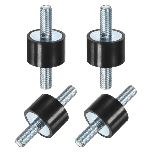 Uxcell 4-Pack Rubber Mounts with M5 x 12mm Double Studs Male D15mmxH10mm