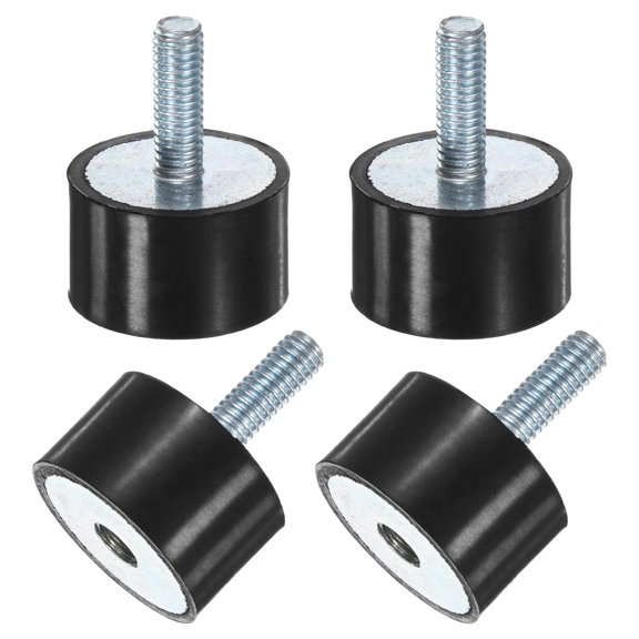 Uxcell 4-Pack Rubber Mounts with M6 x 18mm Studs Male/Female D25mmxH15mm