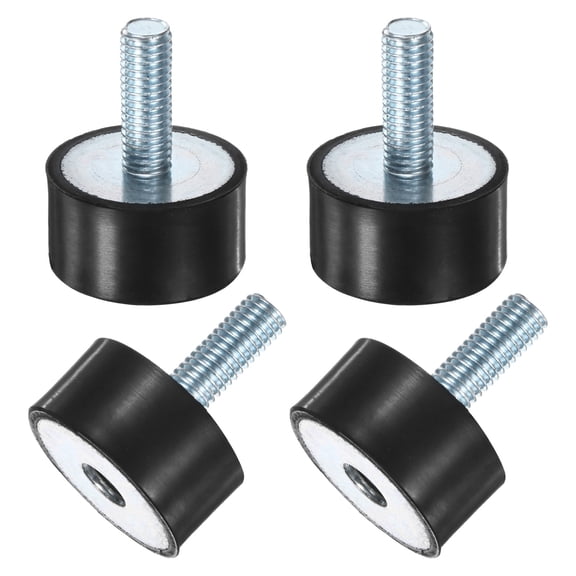 Uxcell 4-Pack Rubber Mounts with M8 x 23mm Studs Male/Female D30mmxH15mm