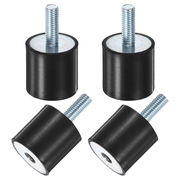 Uxcell 4-Pack Rubber Mounts with M8 x 23mm Studs Male/Female D30mmxH30mm