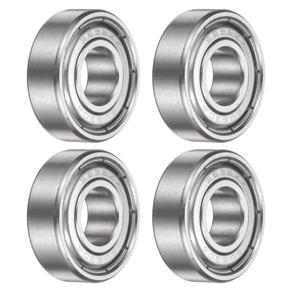 Uxcell 4 Pack S698ZZ Deep Groove Ball Bearing, 8 x 19 x 6mm 304 Stainless Steel Double Shielded Ball Bearings for Printers, Skateboard, Mower, Electric Motor